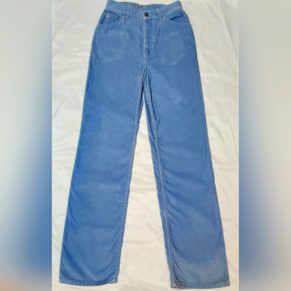 Vintage Levi's Genuine Blue Jeans- Blue Corduroy California Straights 28" Waist